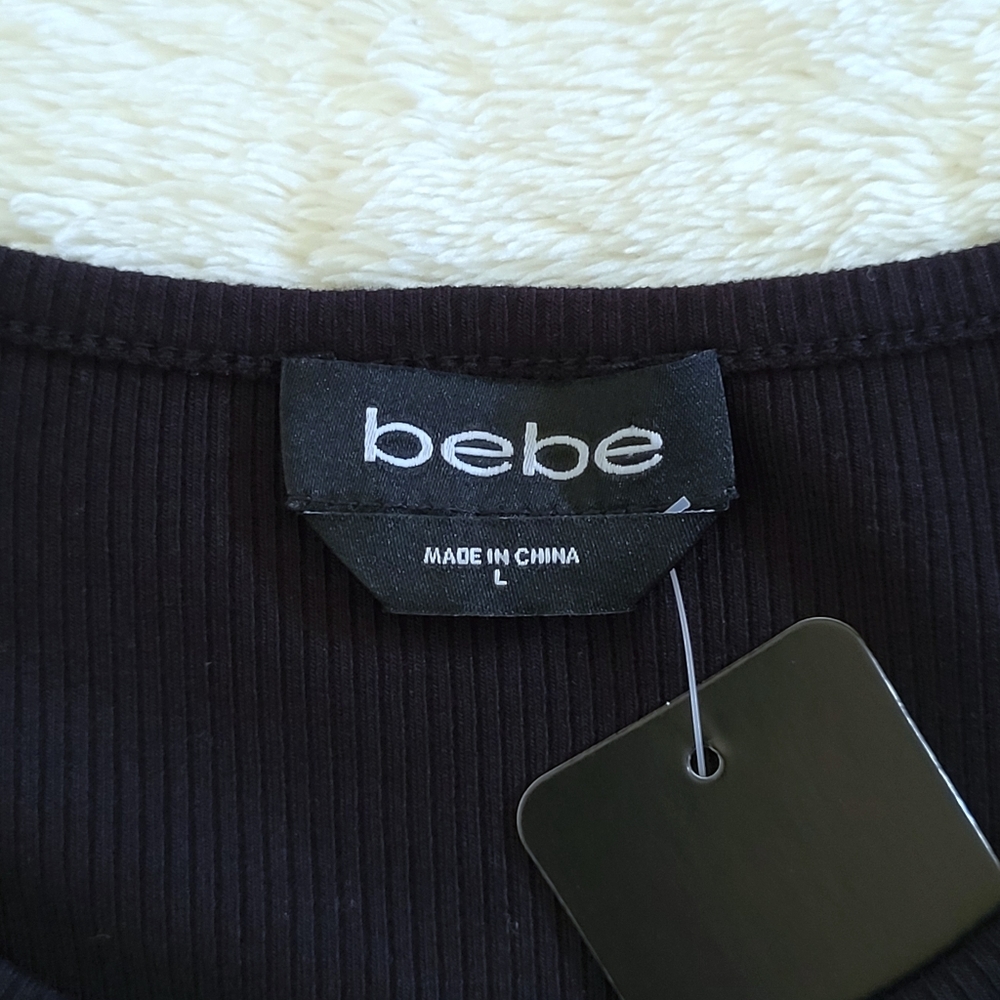 bebe Black🖤 Ribbed Top with Clear Rhinestones💎 - NWT - Picture 5 of 14